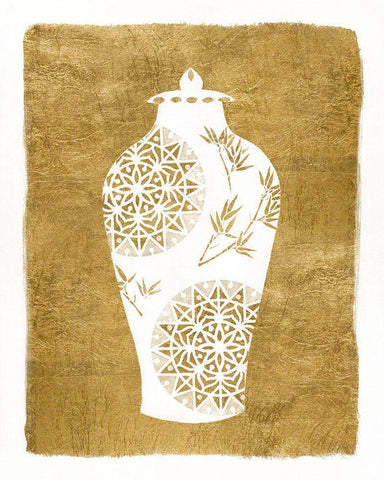 Golden Urn II Black Ornate Wood Framed Art Print with Double Matting by Tava Studios