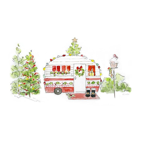 Holiday Camper II White Modern Wood Framed Art Print by Swatland, Sally