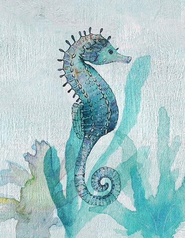 Seahorse I Black Ornate Wood Framed Art Print with Double Matting by Jill, Susan