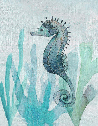 Seahorse II Black Ornate Wood Framed Art Print with Double Matting by Jill, Susan