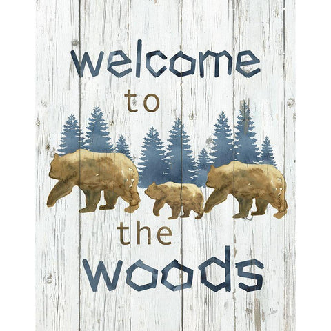 Welcome to the Woods Gold Ornate Wood Framed Art Print with Double Matting by Nan