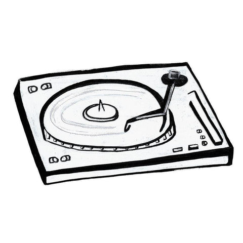 Vinyl Sketch White Modern Wood Framed Art Print by Tava, Alexandria