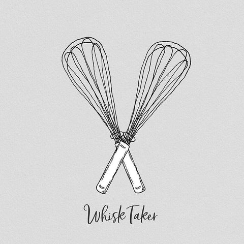 Whisk Taker White Modern Wood Framed Art Print with Double Matting by CAD Designs