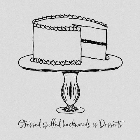 Stressed Spelled Backwards Black Modern Wood Framed Art Print with Double Matting by CAD Designs