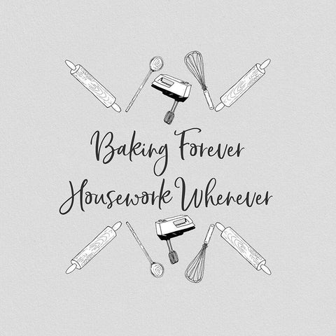 Baking Forever White Modern Wood Framed Art Print with Double Matting by CAD Designs