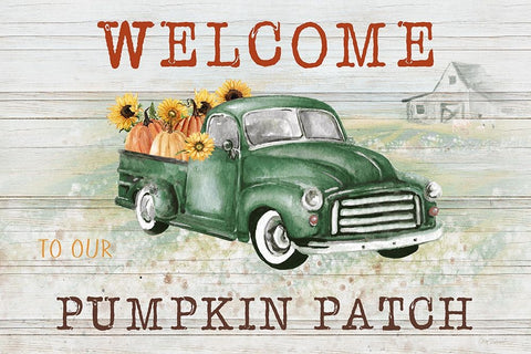 Pumpkin Patch White Modern Wood Framed Art Print with Double Matting by Robinson, Carol