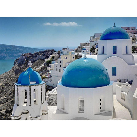 Santorini Saturday Gold Ornate Wood Framed Art Print with Double Matting by Delimont, Danita