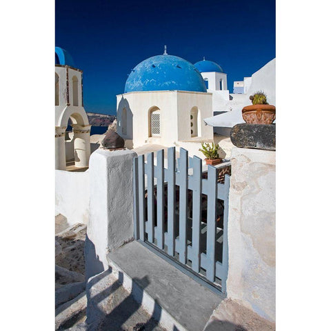 Santorini Sidewalk Black Modern Wood Framed Art Print by Delimont, Danita