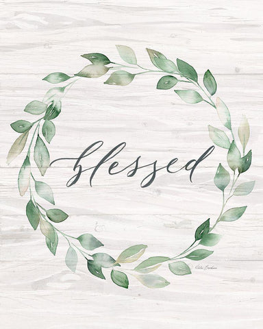 Blessed Wreath White Modern Wood Framed Art Print with Double Matting by Brockmon, Kristen