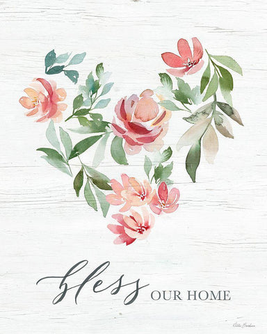 Paradise Floral Heart White Modern Wood Framed Art Print with Double Matting by Brockmon, Kristen