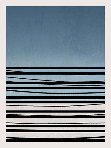 Abstract Azul II Black Ornate Wood Framed Art Print with Double Matting by Santiago, Daniela
