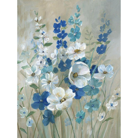 Blue Garden I White Modern Wood Framed Art Print by Robinson, Carol