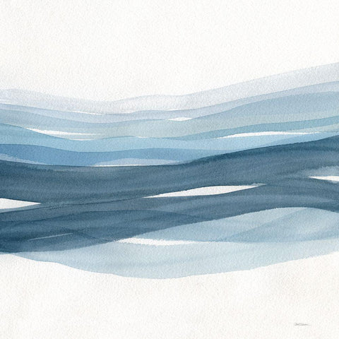 Monochrome Waves II Black Modern Wood Framed Art Print by Robinson, Carol