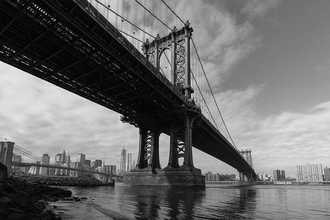Manhattan Bridge Black Ornate Wood Framed Art Print with Double Matting by Delimont, Danita