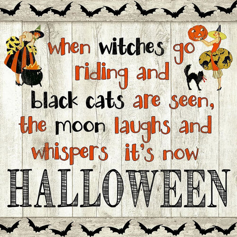 Halloween Poem White Modern Wood Framed Art Print with Double Matting by Finn, Livi
