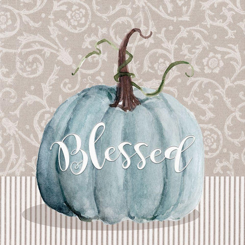 Blessed Pumpkin Gold Ornate Wood Framed Art Print with Double Matting by Finn, Livi