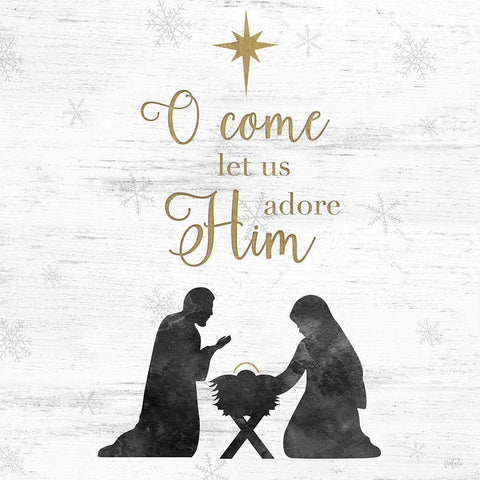 Adore Him Gold Ornate Wood Framed Art Print with Double Matting by Carpentieri, Natalie