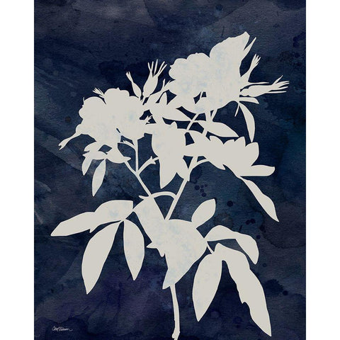 Indigo Botanical I Revisited Black Modern Wood Framed Art Print with Double Matting by Robinson, Carol