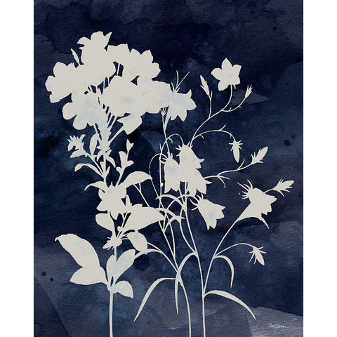 Indigo Botanical II Revisited White Modern Wood Framed Art Print by Robinson, Carol