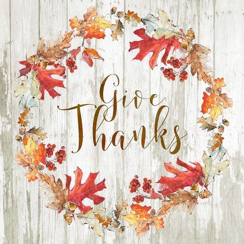 Give Thanks Gold Ornate Wood Framed Art Print with Double Matting by Swatland, Sally