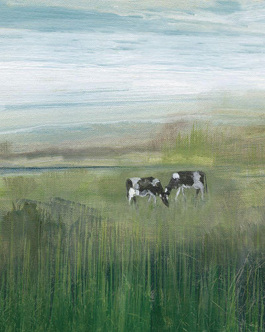 Out to Pasture I Black Ornate Wood Framed Art Print with Double Matting by Jill, Susan