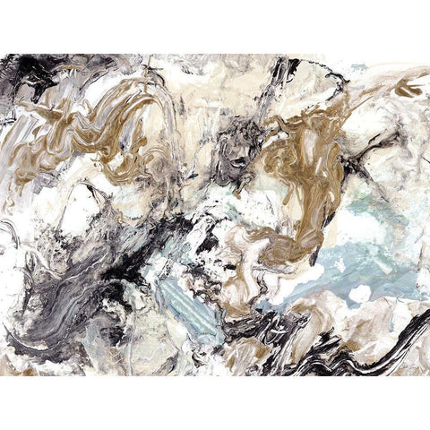 Marbleized Abstract Black Modern Wood Framed Art Print by Chang, Stella