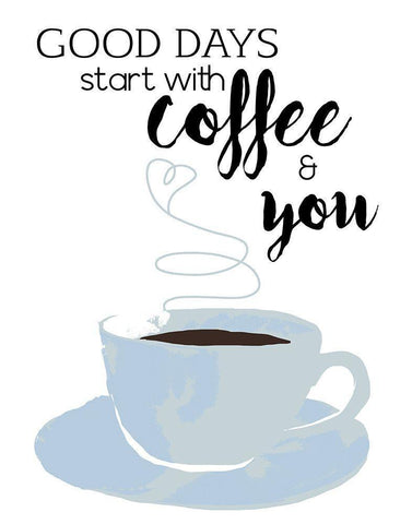 Start with Coffee and You White Modern Wood Framed Art Print with Double Matting by Santiago, Daniela