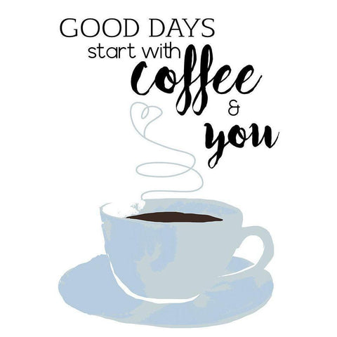 Start with Coffee and You Black Modern Wood Framed Art Print by Santiago, Daniela