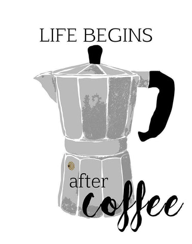 Begins After Coffee Black Ornate Wood Framed Art Print with Double Matting by Santiago, Daniela