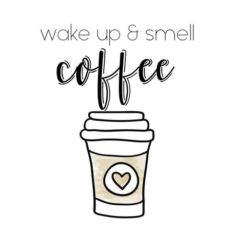 Wake Up Black Modern Wood Framed Art Print with Double Matting by Murray, Amanda