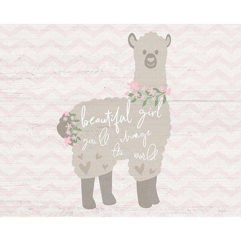 Floral Llama Black Modern Wood Framed Art Print with Double Matting by Carpentieri, Natalie