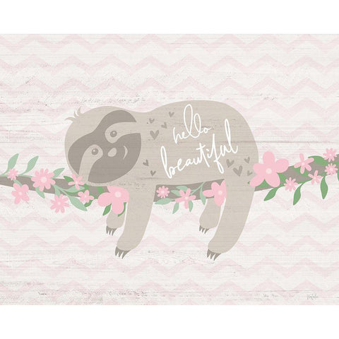 Floral Sloth Gold Ornate Wood Framed Art Print with Double Matting by Carpentieri, Natalie