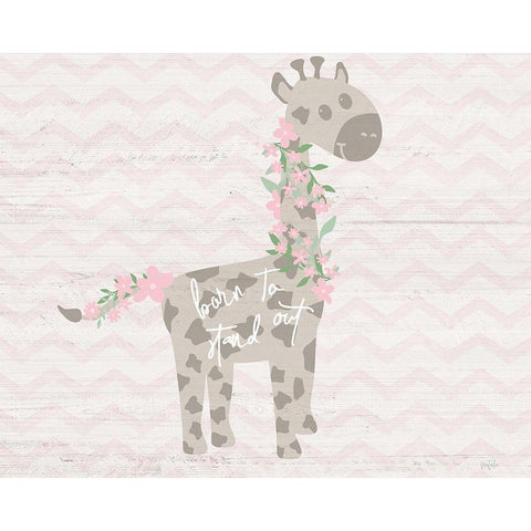 Floral Giraffe Gold Ornate Wood Framed Art Print with Double Matting by Carpentieri, Natalie