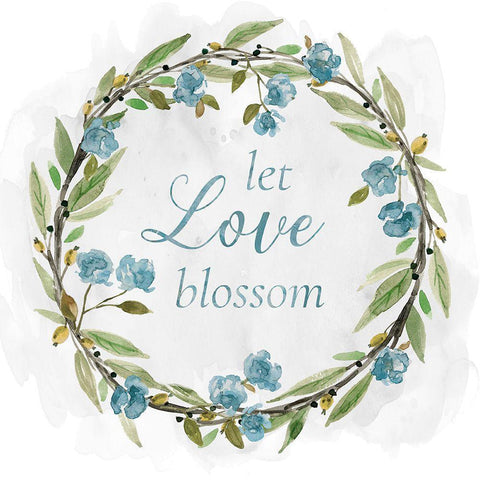 Love Blossom Wreath White Modern Wood Framed Art Print by Robinson, Carol