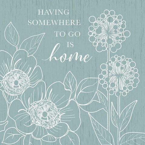 Home Floral  Sketch White Modern Wood Framed Art Print with Double Matting by Knutsen, Conrad