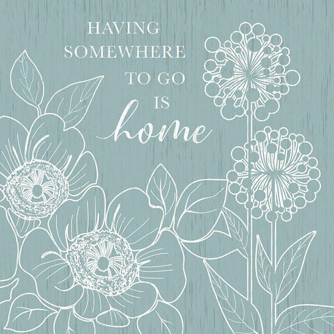 Home Floral  Sketch Black Modern Wood Framed Art Print by Knutsen, Conrad