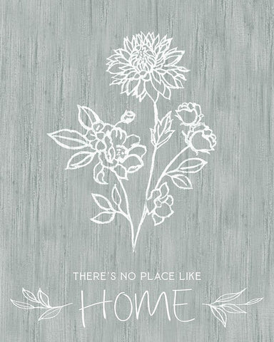 No Place Like Home Sketch Black Ornate Wood Framed Art Print with Double Matting by Tava Studios