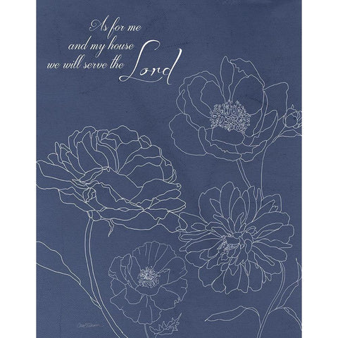 Serve the Lord Floral Sketch Black Modern Wood Framed Art Print with Double Matting by Robinson, Carol