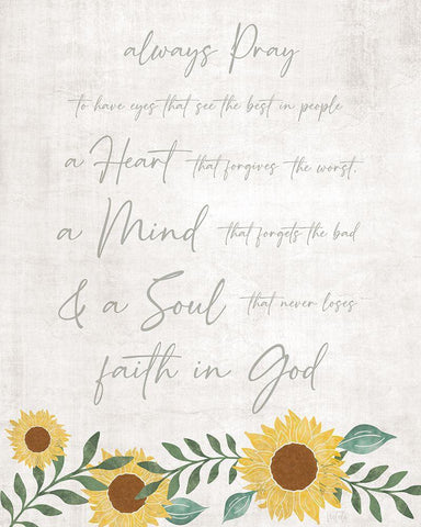 Always Pray Black Ornate Wood Framed Art Print with Double Matting by Carpentieri, Natalie