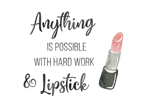 Hard Work and Lipstick Black Ornate Wood Framed Art Print with Double Matting by CAD Designs