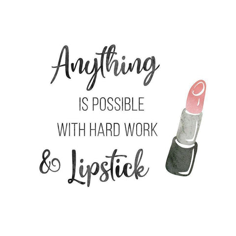 Hard Work and Lipstick Gold Ornate Wood Framed Art Print with Double Matting by CAD Designs