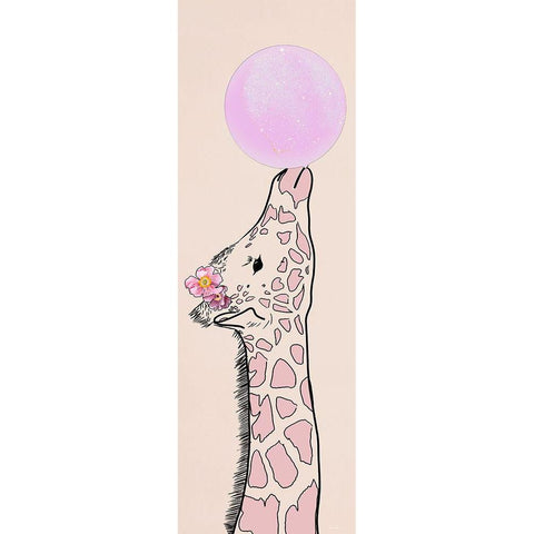 Bubblegum Giraffe I Gold Ornate Wood Framed Art Print with Double Matting by Santiago, Daniela