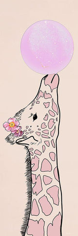 Bubblegum Giraffe I Black Ornate Wood Framed Art Print with Double Matting by Santiago, Daniela