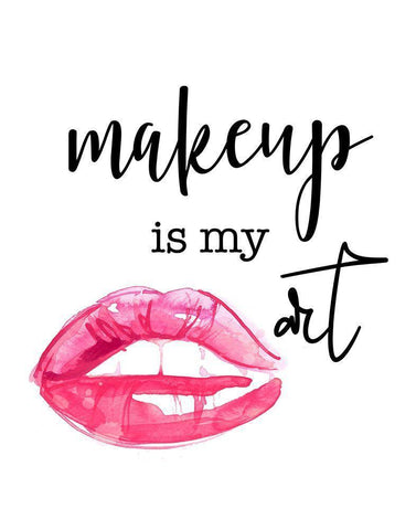 Makeup is My Art White Modern Wood Framed Art Print with Double Matting by Santiago, Daniela