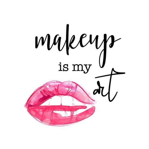 Makeup is My Art Gold Ornate Wood Framed Art Print with Double Matting by Santiago, Daniela