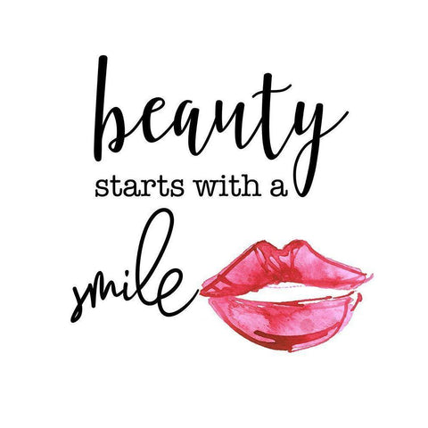 Beauty Starts with a Smile Gold Ornate Wood Framed Art Print with Double Matting by Santiago, Daniela