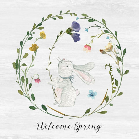 Bunny Wreath I White Modern Wood Framed Art Print by Finn, Livi