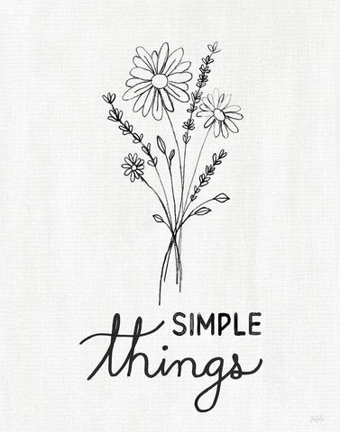 Simple Things Sketch White Modern Wood Framed Art Print with Double Matting by Carpentieri, Natalie