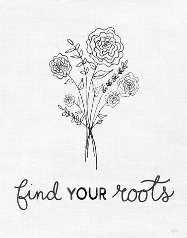 Find Your Roots Sketch Black Ornate Wood Framed Art Print with Double Matting by Carpentieri, Natalie