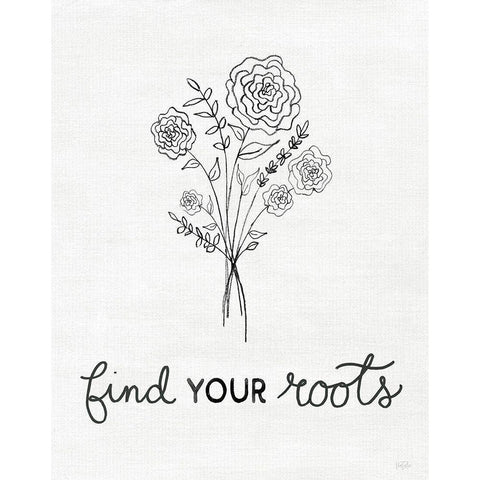 Find Your Roots Sketch Black Modern Wood Framed Art Print by Carpentieri, Natalie